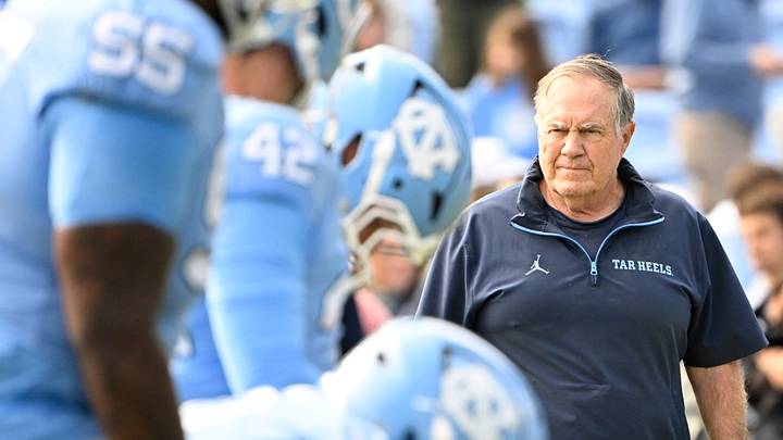 Oct 25, 2025; Chapel Hill, North Carolina, USA; North Carolina Tar Heels head coach Bill Belichick with the team before the game at Kenan Stadium. Mandatory Credit: Bob Donnan-Imagn Images Oct 25, 2025; Chapel Hill, North Carolina, USA; North Carolina Tar Heels head coach Bill Belichick with the team before the game at Kenan Stadium. Mandatory Credit: Bob Donnan-Imagn Images