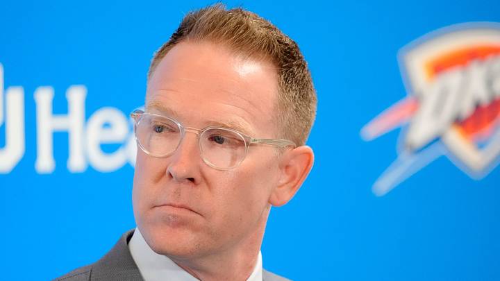 Thunder general manager Sam Presti speaks during an introductory press conference for the 2024 Thunder draft picks at Oklahoma Contemporary Arts Center in Oklahoma City, Saturday, June, 29, 2024. Thunder general manager Sam Presti speaks during an introductory press conference for the 2024 Thunder draft picks at Oklahoma Contemporary Arts Center in Oklahoma City, Saturday, June, 29, 2024.