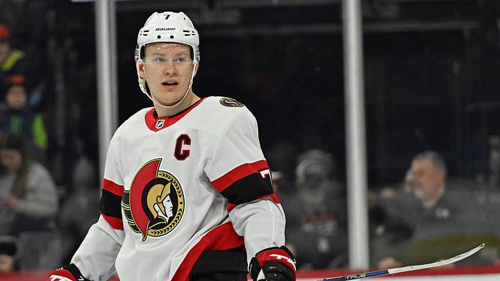 Jan 21, 2024; Philadelphia, Pennsylvania, USA; Ottawa Senators left wing Brady Tkachuk (7) against the Philadelphia Flyers at Wells Fargo Center. Mandatory Credit: Eric Hartline-USA TODAY Sports Jan 21, 2024; Philadelphia, Pennsylvania, USA; Ottawa Senators left wing Brady Tkachuk (7) against the Philadelphia Flyers at Wells Fargo Center. Mandatory Credit: Eric Hartline-USA TODAY Sports