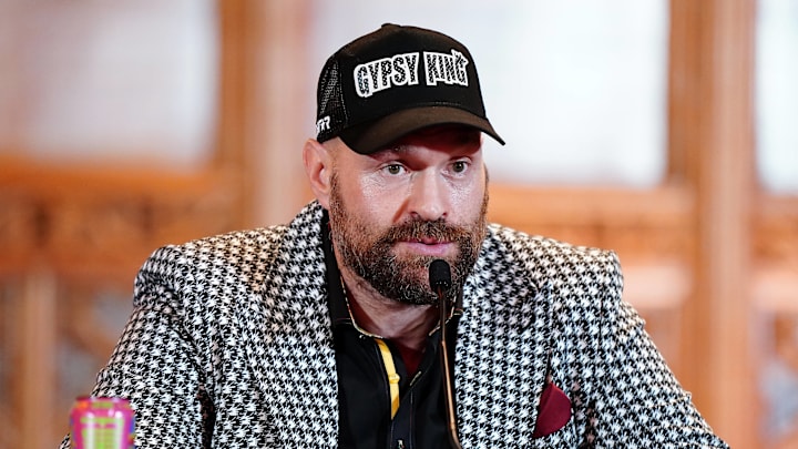 Tyson Fury during a press conference at the Guildhall, London on October 23, 2024.