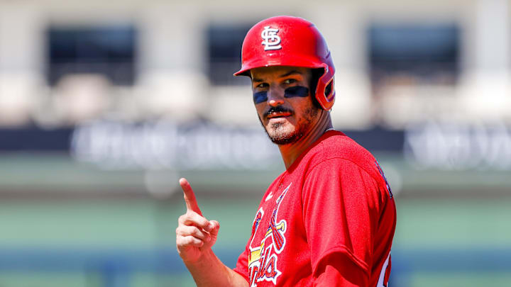 Feb 28, 2023; West Palm Beach, Florida, USA; St. Louis Cardinals third baseman Nolan Arenado (28)