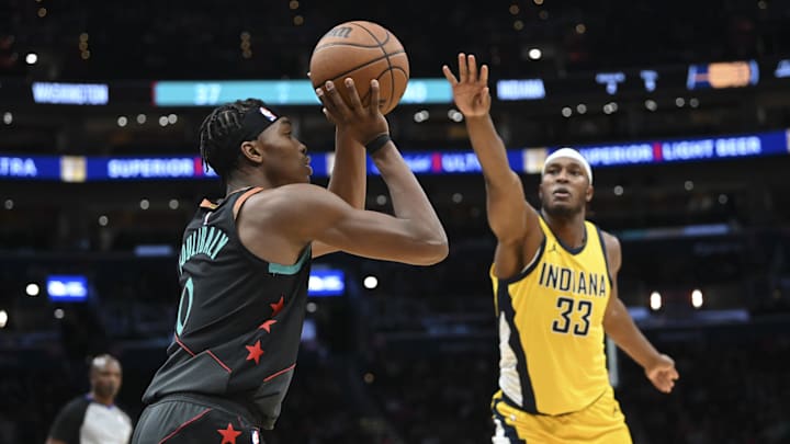 Dec 15, 2023; Washington, District of Columbia, USA;  Washington Wizards guard Bilal Coulibaly (0)