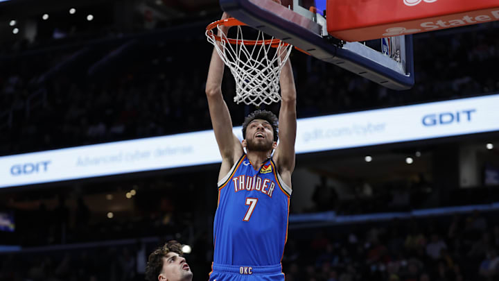 Jan 8, 2024; Washington, District of Columbia, USA; Oklahoma City Thunder forward Chet Holmgren (7)