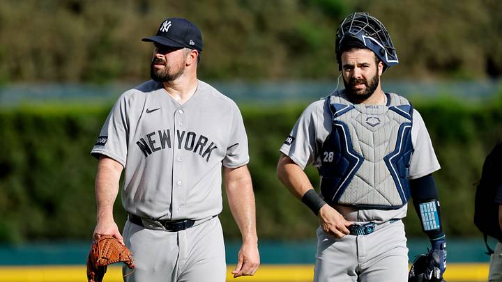Jun 23, 2026; Detroit, Michigan, USA; New York Yankees pitcher Carlos Rodon (55) and catcher Austin Wells walk in from the bullpen before the game against the Detroit Tigers at Comerica Park. Mandatory Credit: Rick Osentoski-Imagn Images Jun 23, 2026; Detroit, Michigan, USA; New York Yankees pitcher Carlos Rodon (55) and catcher Austin Wells walk in from the bullpen before the game against the Detroit Tigers at Comerica Park. Mandatory Credit: Rick Osentoski-Imagn Images