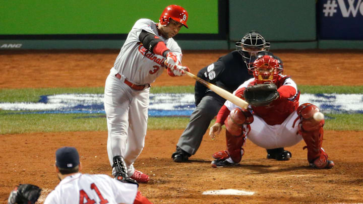 Carlos Beltrán squares up against John Lackey in Game 6 of the 2013 World Series.