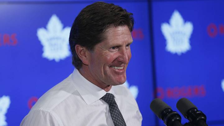 Oct 15, 2018; Toronto, Ontario, CAN; Toronto Maple Leafs head coach Mike Babcock during a post game press conference after a win ove the Los Angeles Kings at Scotiabank Arena. Mandatory Credit: John E. Sokolowski-Imagn Images Oct 15, 2018; Toronto, Ontario, CAN; Toronto Maple Leafs head coach Mike Babcock during a post game press conference after a win ove the Los Angeles Kings at Scotiabank Arena. Mandatory Credit: John E. Sokolowski-Imagn Images