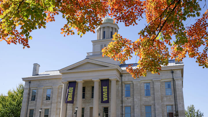 Fall foliage is seen near the Old Capitol building on the University of Iowa campus Thursday, Oct. 17, 2024 in Iowa City, Iowa.
