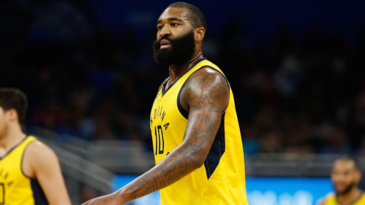 Dec 7, 2018; Orlando, FL, USA; Indiana Pacers center Kyle O'Quinn (10) during the second half at Amway Center. Mandatory Credit: Kim Klement-Imagn Images Dec 7, 2018; Orlando, FL, USA; Indiana Pacers center Kyle O'Quinn (10) during the second half at Amway Center. Mandatory Credit: Kim Klement-Imagn Images
