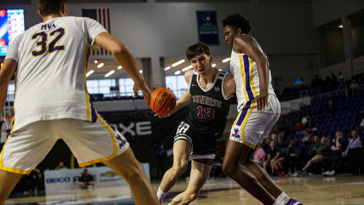 Matas Buzelis from Sunrise Christian Academy drives to the basket during the GEICO High School Nationals quarterfinal against Montverde at Suncoast Credit Union Arena on Thursday, March 30, 2023.
Sunrise Wins003 Matas Buzelis from Sunrise Christian Academy drives to the basket during the GEICO High School Nationals quarterfinal against Montverde at Suncoast Credit Union Arena on Thursday, March 30, 2023.
Sunrise Wins003