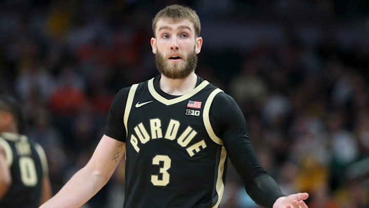 Purdue Boilermakers guard Braden Smith (3) reacts Purdue Boilermakers guard Braden Smith (3) reacts