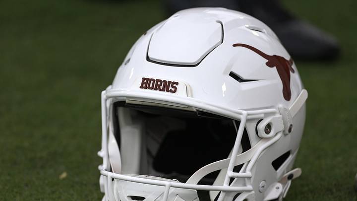 Oct 25, 2025; Starkville, Mississippi, USA; A Texas Longhorns helmet sits on the field prior to the game against the Mississippi State Bulldogs at Davis Wade Stadium at Scott Field. Mandatory Credit: Petre Thomas-Imagn Images Oct 25, 2025; Starkville, Mississippi, USA; A Texas Longhorns helmet sits on the field prior to the game against the Mississippi State Bulldogs at Davis Wade Stadium at Scott Field. Mandatory Credit: Petre Thomas-Imagn Images