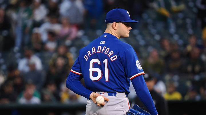 Sep 25, 2024; Oakland, California, USA; Texas Rangers starting pitcher Cody Bradford (61) on the mound against the Oakland Athletics during the first inning at Oakland-Alameda County Coliseum. Mandatory Credit: Kelley L Cox-Imagn Images Sep 25, 2024; Oakland, California, USA; Texas Rangers starting pitcher Cody Bradford (61) on the mound against the Oakland Athletics during the first inning at Oakland-Alameda County Coliseum. Mandatory Credit: Kelley L Cox-Imagn Images