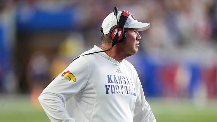 Kansas Jayhawks head coach Lance Leipold walks the sidelines during the game against Missouri Tigers inside David Booth Kansas Memorial Stadium on Sept. 11, 2026. Kansas Jayhawks head coach Lance Leipold walks the sidelines during the game against Missouri Tigers inside David Booth Kansas Memorial Stadium on Sept. 11, 2026.