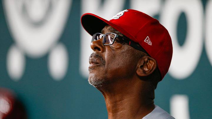 Jun 7, 2023; Arlington, Texas, USA; St. Louis Cardinals assistant coach Willie McGee (51) looks at the scoreboard during the seventh inning against the Texas Rangers at Globe Life Field. Mandatory Credit: Andrew Dieb-USA TODAY Sports Jun 7, 2023; Arlington, Texas, USA; St. Louis Cardinals assistant coach Willie McGee (51) looks at the scoreboard during the seventh inning against the Texas Rangers at Globe Life Field. Mandatory Credit: Andrew Dieb-USA TODAY Sports