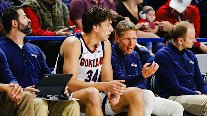 Mark Few Braden Huff Gonzaga Bulldogs