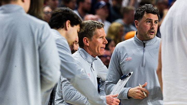 Gonzaga Bulldogs head coach Mark Few (left) and assistant coach Brian Michaelson (right). Gonzaga Bulldogs head coach Mark Few (left) and assistant coach Brian Michaelson (right).