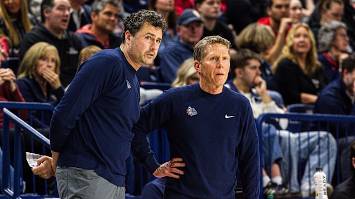 Gonzaga Bulldogs assistant coach Brian Michaelson (left) and head coach Mark Few (right). Gonzaga Bulldogs assistant coach Brian Michaelson (left) and head coach Mark Few (right).