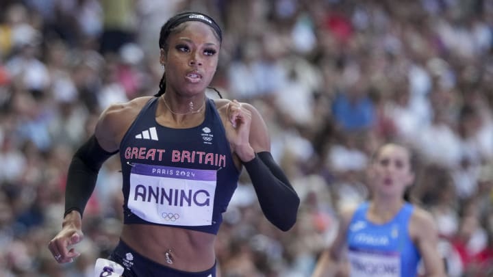 Razorback track and field's Amber Anning (Great Britain) during the Paris 2024 Olympic Summer Games at Stade de France. Razorback track and field's Amber Anning (Great Britain) during the Paris 2024 Olympic Summer Games at Stade de France.
