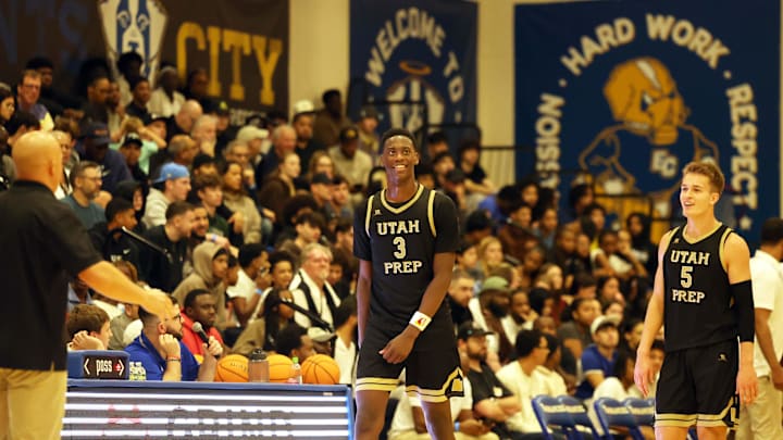 Utah Prep's AJ Dybantsa is all smiles during game Highland School at Emmanuel College in Boston on Tuesday, Nov. 5, 2024. Utah Prep's AJ Dybantsa is all smiles during game Highland School at Emmanuel College in Boston on Tuesday, Nov. 5, 2024.