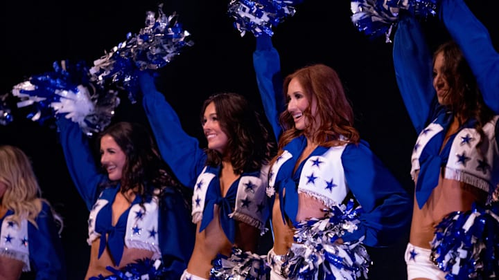 The Dallas Cowboys Cheerleaders perform “Thunderstruck” during their final tour stop at the Abraham Chavez Theatre in El Paso, Texas, on Saturday, May 31, 2025.