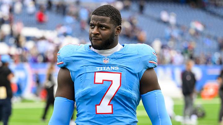 Oct 11, 2026; Nashville, Tennessee, USA; Tennessee Titans linebacker Oluwafemi Oladejo (7) leaves the field against the Houston Texans during the second half at Nissan Stadium. Mandatory Credit: Steve Roberts-Imagn Images Oct 11, 2026; Nashville, Tennessee, USA; Tennessee Titans linebacker Oluwafemi Oladejo (7) leaves the field against the Houston Texans during the second half at Nissan Stadium. Mandatory Credit: Steve Roberts-Imagn Images
