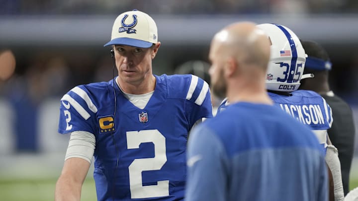 Jan 8, 2023; Indianapolis, Indiana, USA; Indianapolis Colts quarterback Matt Ryan (2) walks on the