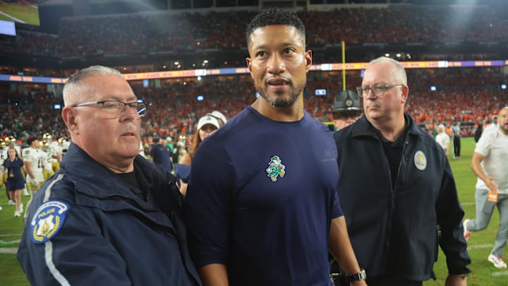 Marcus Freeman's Fighting Irish were bested by Miami in the season's opening week, but remain ahead of the Hurricanes in the latest CFP rankings. 