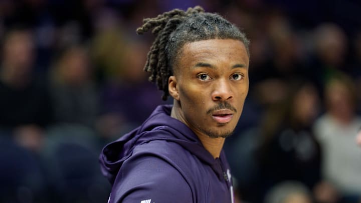 Feb 20, 2026; Minneapolis, Minnesota, USA; Minnesota Timberwolves guard Bones Hyland (8) during warmups before a game against the Dallas Mavericks at Target Center. Mandatory Credit: Matt Blewett-Imagn Images Feb 20, 2026; Minneapolis, Minnesota, USA; Minnesota Timberwolves guard Bones Hyland (8) during warmups before a game against the Dallas Mavericks at Target Center. Mandatory Credit: Matt Blewett-Imagn Images