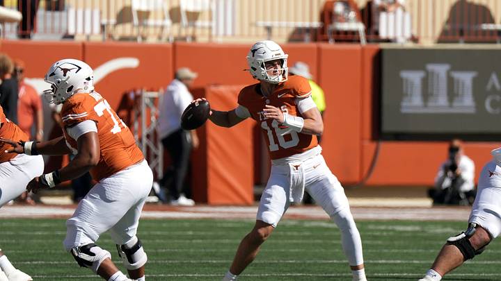 Oct 17, 2026; Austin, Texas, USA; Texas Longhorns quarterback Arch Manning throws a pass during the first half against the Florida Gators at Darrell K Royal-Texas Memorial Stadium. Scott Wachter-Imagn Images Oct 17, 2026; Austin, Texas, USA; Texas Longhorns quarterback Arch Manning throws a pass during the first half against the Florida Gators at Darrell K Royal-Texas Memorial Stadium. Scott Wachter-Imagn Images