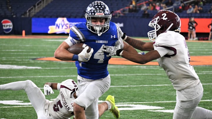 Whitesboro Warrior Connor McDonald led his team to Section III's Class A football championship Thursday, Nov. 14, 2024, in the JMA Wireless Dome in Syracuse, New York.