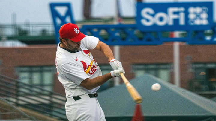 St. Louis' Adam Wainwright hits during MLB's Home Run Derby X at Principal Park on Aug. 30, 2025, in Des Moines.