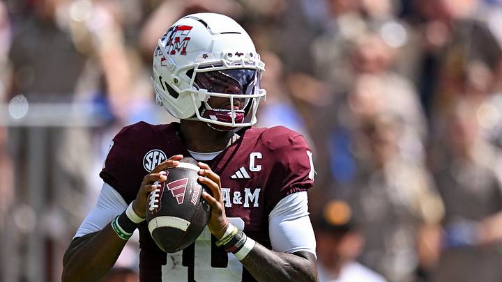 Sep 12, 2026; College Station, Texas, USA; Texas A&M Aggies quarterback Marcel Reed (10) looks to pass the ball against Arizona State Sun Devils at Kyle Field. Mandatory Credit: Maria Lysaker-Imagn Images