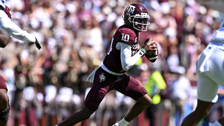 Sep 19, 2026; College Station, Texas, USA; Texas A&M Aggies quarterback Marcel Reed (10) runs the ball during the first half against the Kentucky Wildcats at Kyle Field. Mandatory Credit: Maria Lysaker-Imagn Images Sep 19, 2026; College Station, Texas, USA; Texas A&M Aggies quarterback Marcel Reed (10) runs the ball during the first half against the Kentucky Wildcats at Kyle Field. Mandatory Credit: Maria Lysaker-Imagn Images