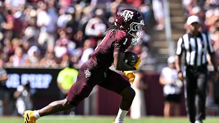 Sep 19, 2026; College Station, Texas, USA; Texas A&M Aggies wide receiver Mario Craver (1) runs the ball during the first half against the Kentucky Wildcats at Kyle Field. Mandatory Credit: Maria Lysaker-Imagn Images Sep 19, 2026; College Station, Texas, USA; Texas A&M Aggies wide receiver Mario Craver (1) runs the ball during the first half against the Kentucky Wildcats at Kyle Field. Mandatory Credit: Maria Lysaker-Imagn Images