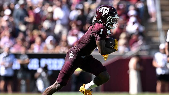 Sep 19, 2026; College Station, Texas, USA; Texas A&M Aggies wide receiver Mario Craver (1) runs the ball during the first half against the Kentucky Wildcats at Kyle Field. Mandatory Credit: Maria Lysaker-Imagn Images Sep 19, 2026; College Station, Texas, USA; Texas A&M Aggies wide receiver Mario Craver (1) runs the ball during the first half against the Kentucky Wildcats at Kyle Field. Mandatory Credit: Maria Lysaker-Imagn Images