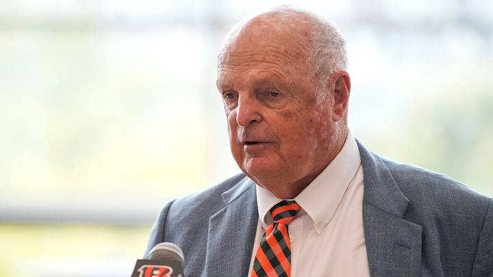 Cincinnati Bengals owner Mike Brown speaks during the annual season kickoff media day event at Paycor Stadium in downtown Cincinnati on Monday, July 27, 2026. Cincinnati Bengals owner Mike Brown speaks during the annual season kickoff media day event at Paycor Stadium in downtown Cincinnati on Monday, July 27, 2026.