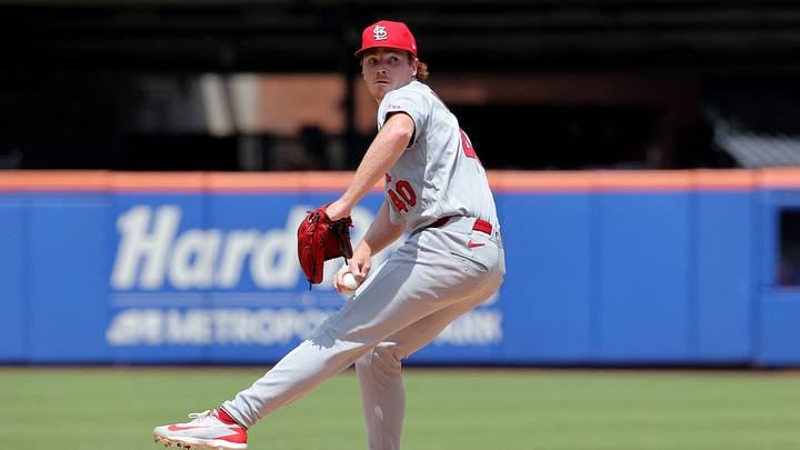 Jun 11, 2026; New York City, New York, USA; St. Louis Cardinals starting pitcher Hunter Dobbins (40) pitches against the New York Mets during the third inning at Citi Field. Mandatory Credit: Brad Penner-Imagn Images