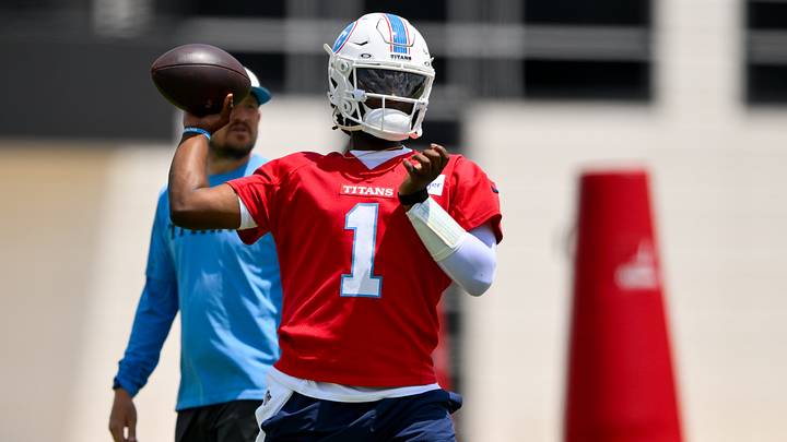 Jun 16, 2026; Nashville, TN, USA; Tennessee Titans quarterback Cam Ward (1) throws a pass during day 1 of mini-camp at Vanderbilt Health Football Center. Mandatory Credit: Steve Roberts-Imagn Images Jun 16, 2026; Nashville, TN, USA; Tennessee Titans quarterback Cam Ward (1) throws a pass during day 1 of mini-camp at Vanderbilt Health Football Center. Mandatory Credit: Steve Roberts-Imagn Images