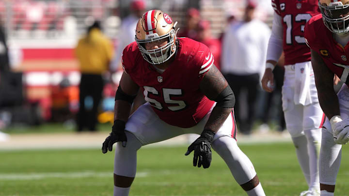  San Francisco 49ers guard Aaron Banks  during the second quarter against the Arizona Cardinals at Levi's Stadium.