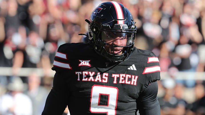 Nov 15, 2025; Lubbock, Texas, USA; Texas Tech Red Raiders Romello Height (9) in the first half of the game against the Central Florida Knights at Jones AT&T Stadium. Mandatory Credit: Michael C. Johnson-Imagn Images Nov 15, 2025; Lubbock, Texas, USA; Texas Tech Red Raiders Romello Height (9) in the first half of the game against the Central Florida Knights at Jones AT&T Stadium. Mandatory Credit: Michael C. Johnson-Imagn Images
