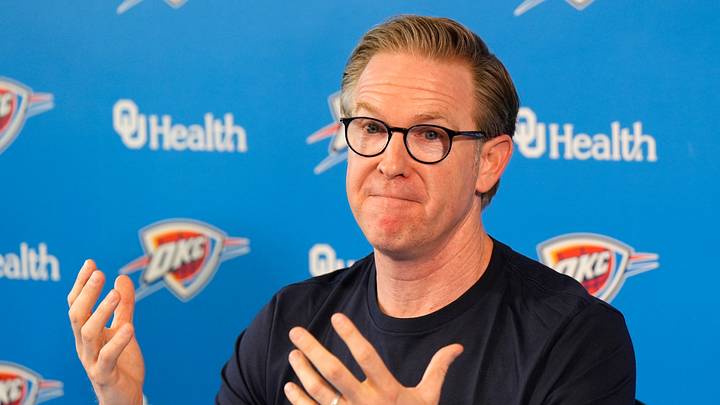 Sam Presti, Thunder General Manager, has his end-of-season media access, Monday, June 8, 2026.