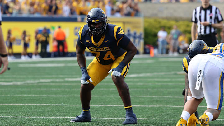 West Virginia University offensive lineman Ty’Kieast Crawford