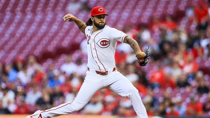 Jun 1, 2026; Cincinnati, Ohio, USA; Cincinnati Reds starting pitcher Lyon Richardson (72) pitches against the Kansas City Royals in the first inning at Great American Ball Park. Mandatory Credit: Katie Stratman-Imagn Images