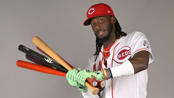 Feb 17, 2026; Goodyear, AZ, USA; Cincinnati Reds shortstop Elly de la Cruz (44) during media day in Goodyear, Arizona. Mandatory Credit: Jayne Kamin-Oncea-Imagn Images Feb 17, 2026; Goodyear, AZ, USA; Cincinnati Reds shortstop Elly de la Cruz (44) during media day in Goodyear, Arizona. Mandatory Credit: Jayne Kamin-Oncea-Imagn Images
