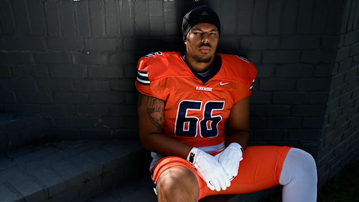 Dandy Dozen top football recruit selection for 2025 TSSAA season, Kirkwood tackle Kamari Blair Wednesday, June 19, 2025, in Nashville, Tenn.