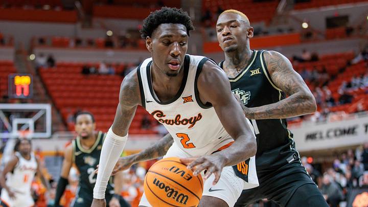 Feb 28, 2024; Stillwater, Oklahoma, USA; Oklahoma State Cowboys forward Eric Dailey Jr. (2) works