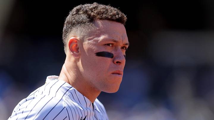 May 7, 2026; Bronx, New York, USA; New York Yankees designated hitter Aaron Judge (99) watches from the dugout during the sixth inning against the Texas Rangers at Yankee Stadium. Mandatory Credit: Brad Penner-Imagn Images May 7, 2026; Bronx, New York, USA; New York Yankees designated hitter Aaron Judge (99) watches from the dugout during the sixth inning against the Texas Rangers at Yankee Stadium. Mandatory Credit: Brad Penner-Imagn Images