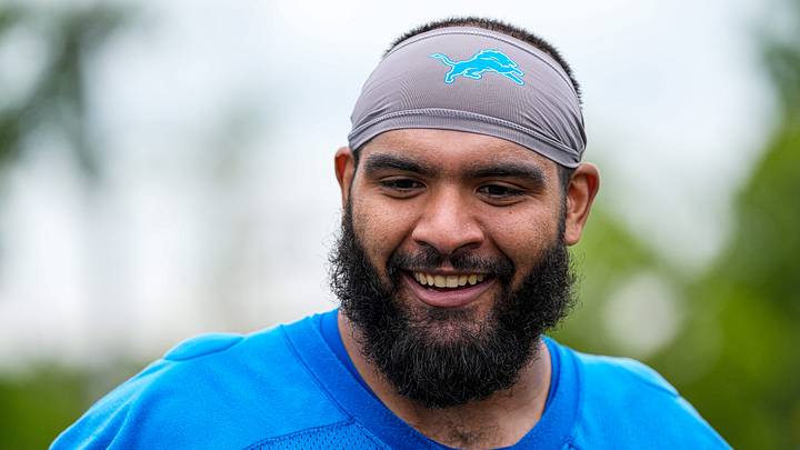 Detroit Lions offensive lineman Juice Scruggs (70) after practice during mini camp at Meijer Performance Center in Allen Park on Wednesday, June 17, 2026.