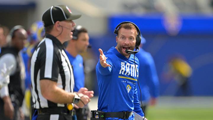 Oct 18, 2026; Inglewood, California, USA; Los Angeles Rams head coach Sean McVay reacts in the first quarter against the Arizona Cardinals at SoFi Stadium. Mandatory Credit: Jayne Kamin-Oncea-Imagn Images Oct 18, 2026; Inglewood, California, USA; Los Angeles Rams head coach Sean McVay reacts in the first quarter against the Arizona Cardinals at SoFi Stadium. Mandatory Credit: Jayne Kamin-Oncea-Imagn Images