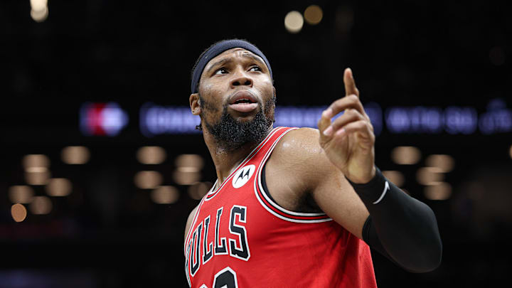 Feb 9, 2026; Brooklyn, New York, USA; Chicago Bulls forward Guerschon Yabusele (28) reacts during the first half against the Brooklyn Nets at Barclays Center. Mandatory Credit: Vincent Carchietta-Imagn Images Feb 9, 2026; Brooklyn, New York, USA; Chicago Bulls forward Guerschon Yabusele (28) reacts during the first half against the Brooklyn Nets at Barclays Center. Mandatory Credit: Vincent Carchietta-Imagn Images
